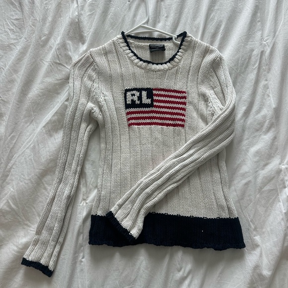 Ralph Lauren Sweaters - Ralph Lauren White and Navy Sweater